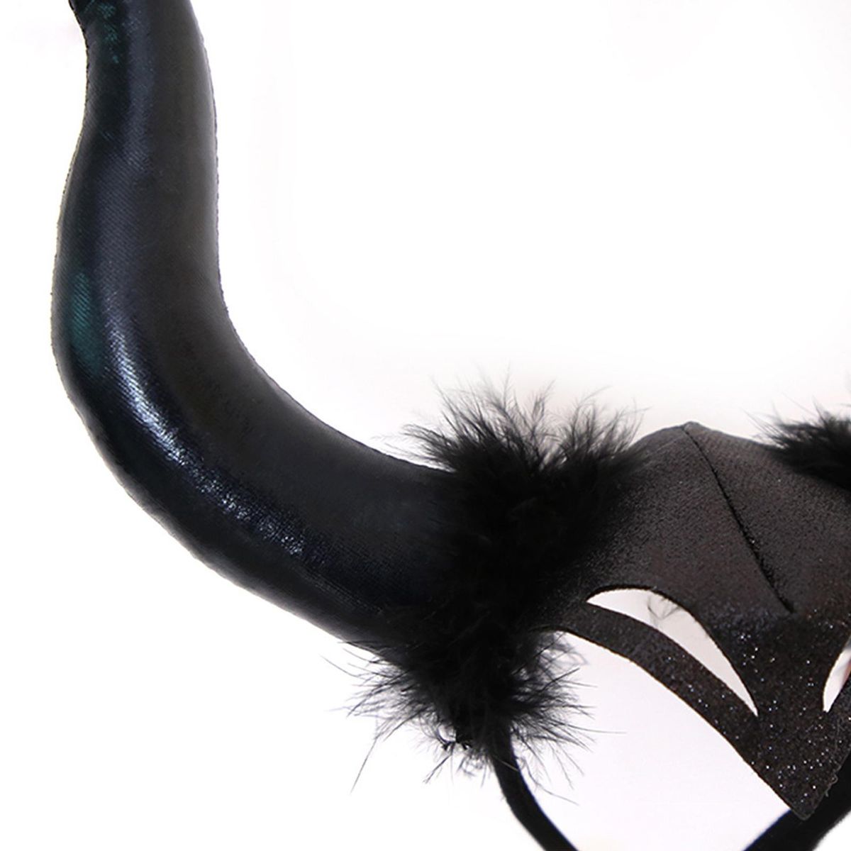 Halloween Black Long Horns Cosplay Costume Queen Horns Hat Witch Headpiece Headdress for Girls Women Decoration