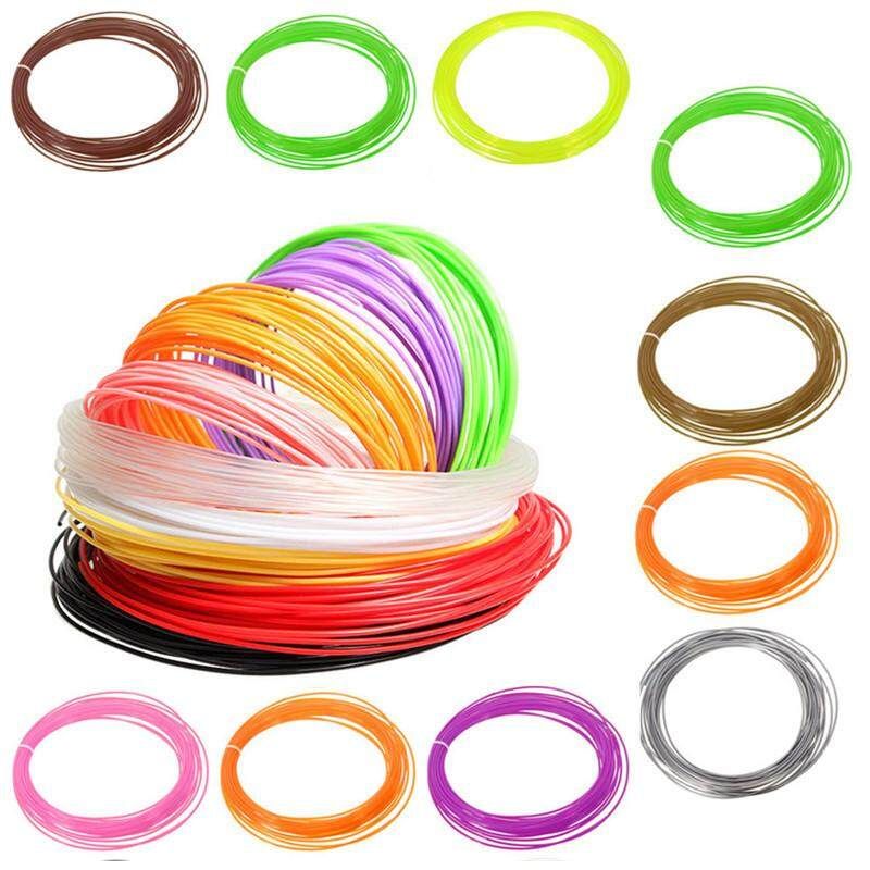 10M 3D Printer Filament 1.75mm PLA 12 Bright Candy Colors Durable Black Solid Color (black)