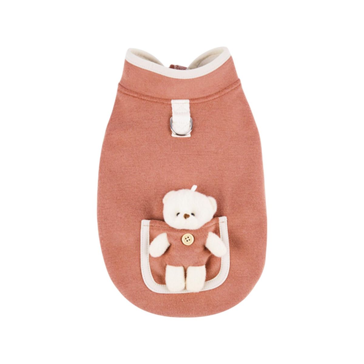 Dog Coat Three-dimensional Pocket Bear Decor Pet Dog Winter Vest Red