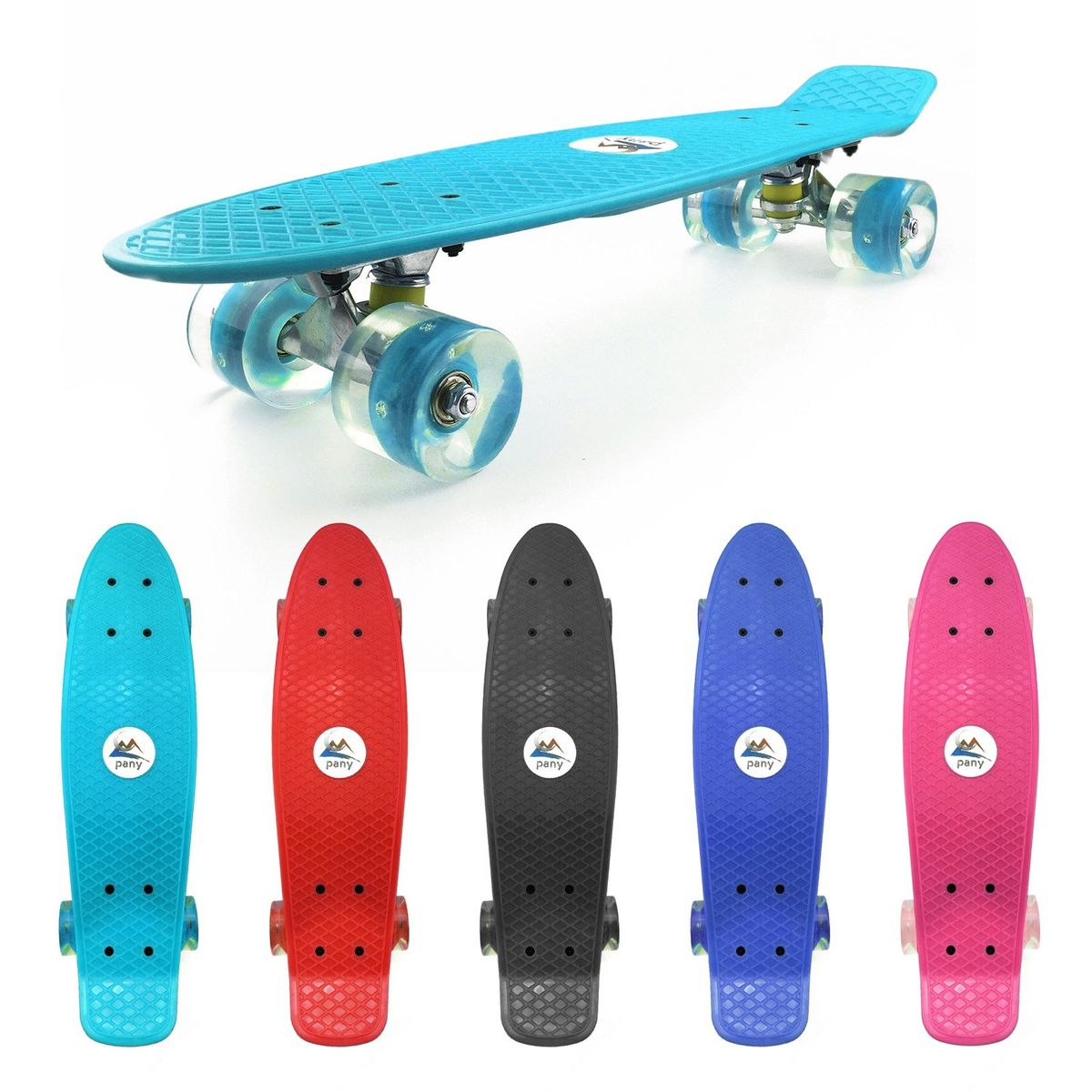 22'' Skateboard With Colored LED Wheels Flashing Wheels
