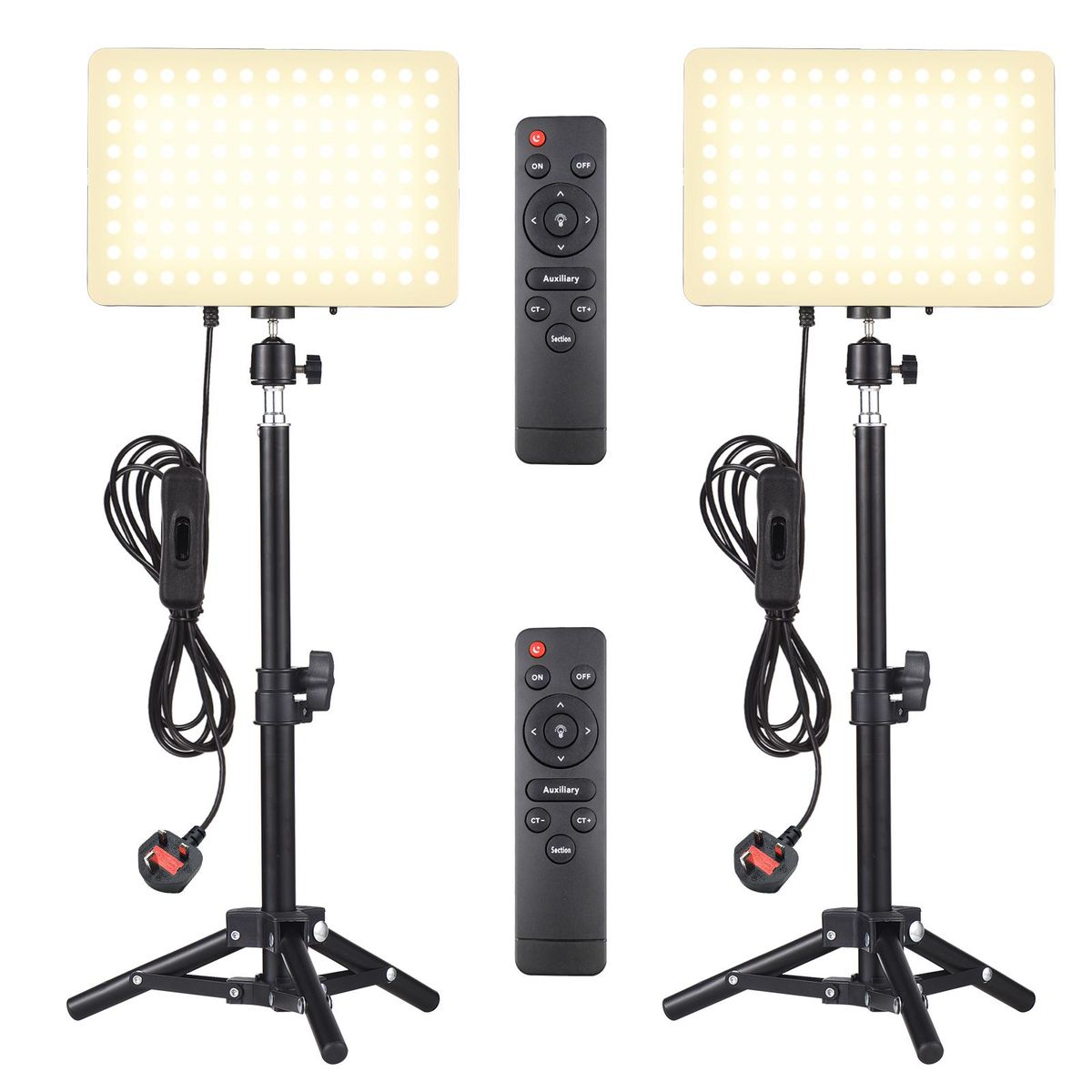 Andoer 2 Pack LED Video Light Kit 45W Photography Fill Light Panel 2800K-6500K Adjustable Brightness Ra96+ with Desktop Light Stand * 2 + Flexible Ball Head * 2 + Remote Control * 2 for Live Streaming Video Conference Product
