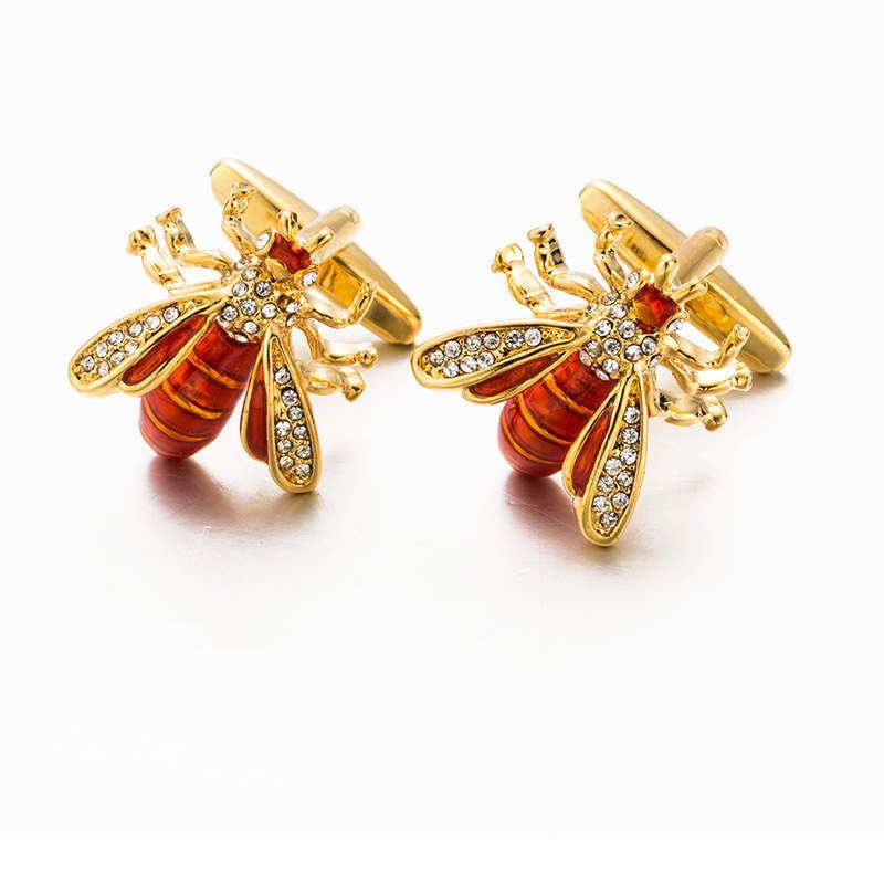 Golden Bee Crystal Cufflinks Sexy Cufflinks