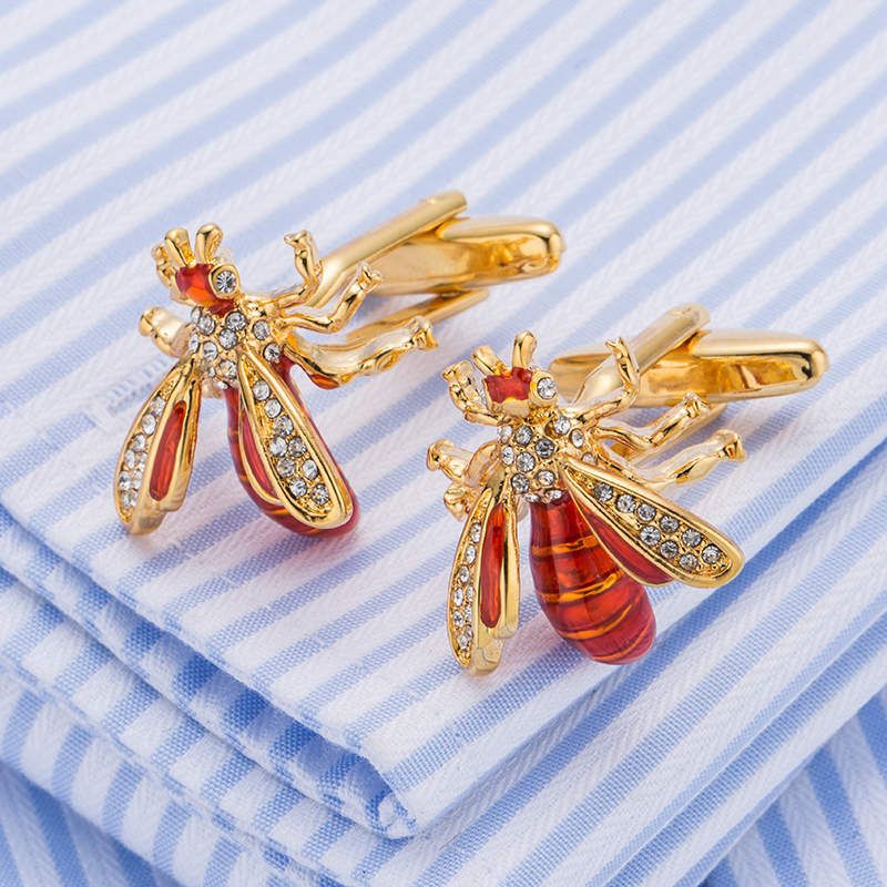 Golden Bee Crystal Cufflinks Sexy Cufflinks