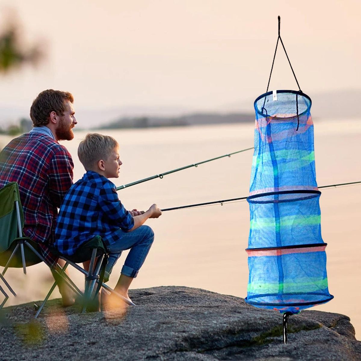 Mini Fish Guard Round Mesh Crab Fishing Net Multicolor