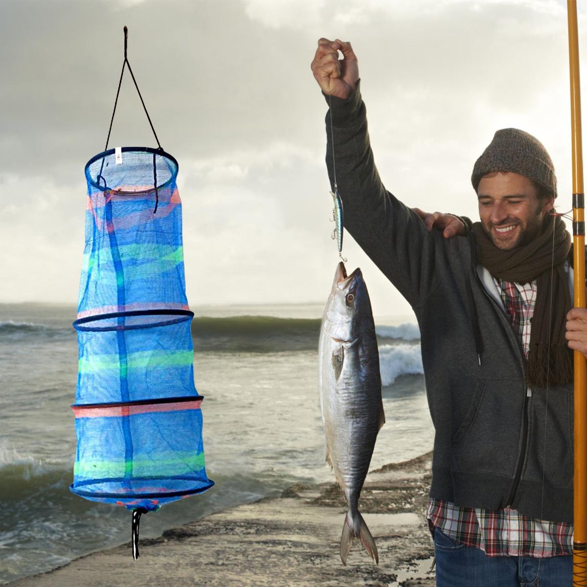 Mini Fish Guard Round Mesh Crab Fishing Net Multicolor