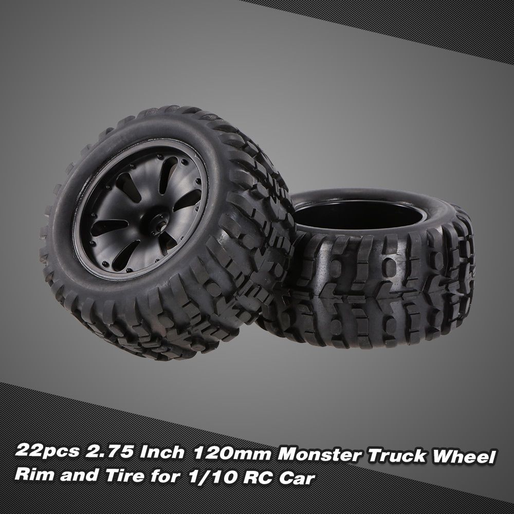 2pcs 2.75 Inch 120mm Monster Truck Wheel Rim And Tire For