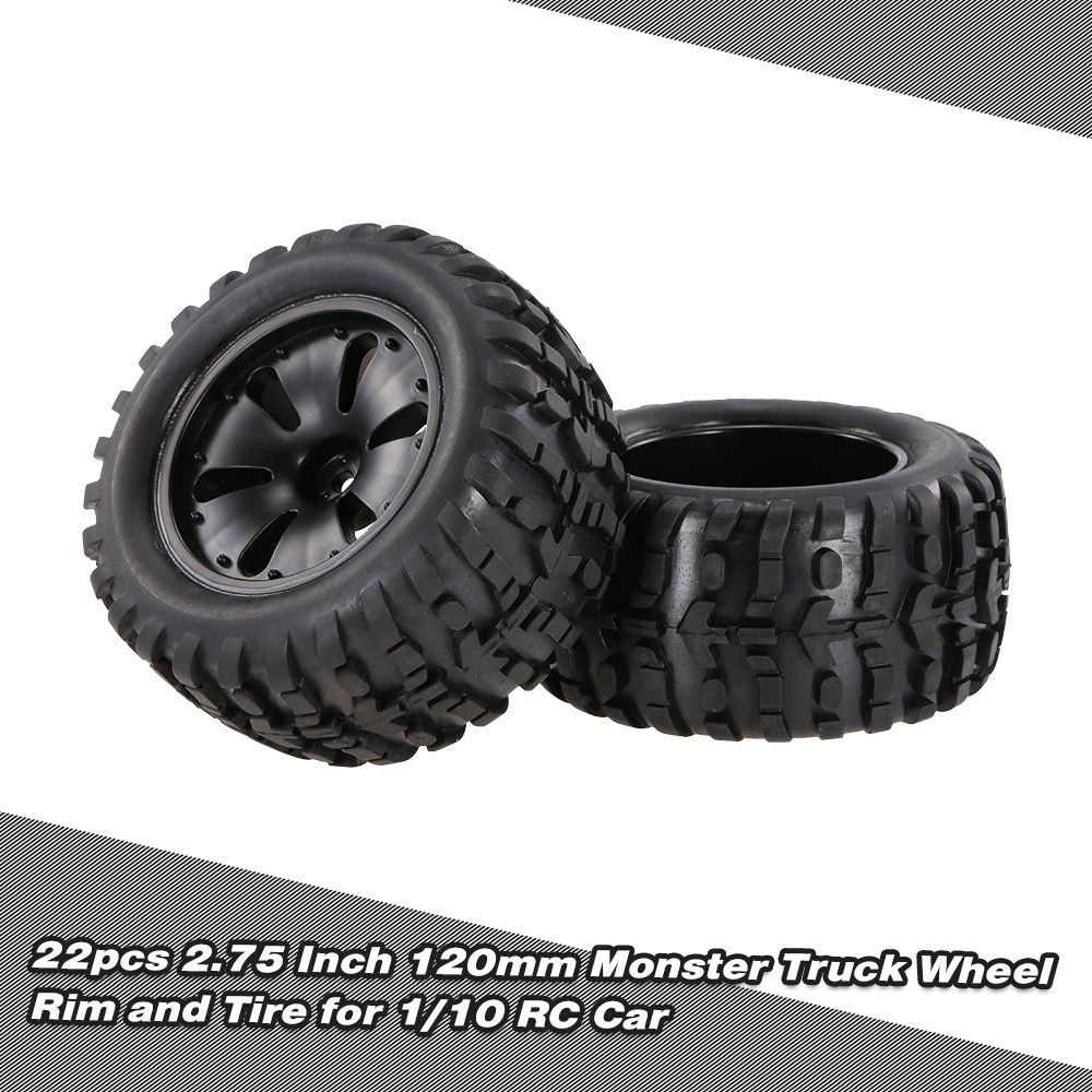 2pcs 2.75 Inch 120mm Monster Truck Wheel Rim And Tire For