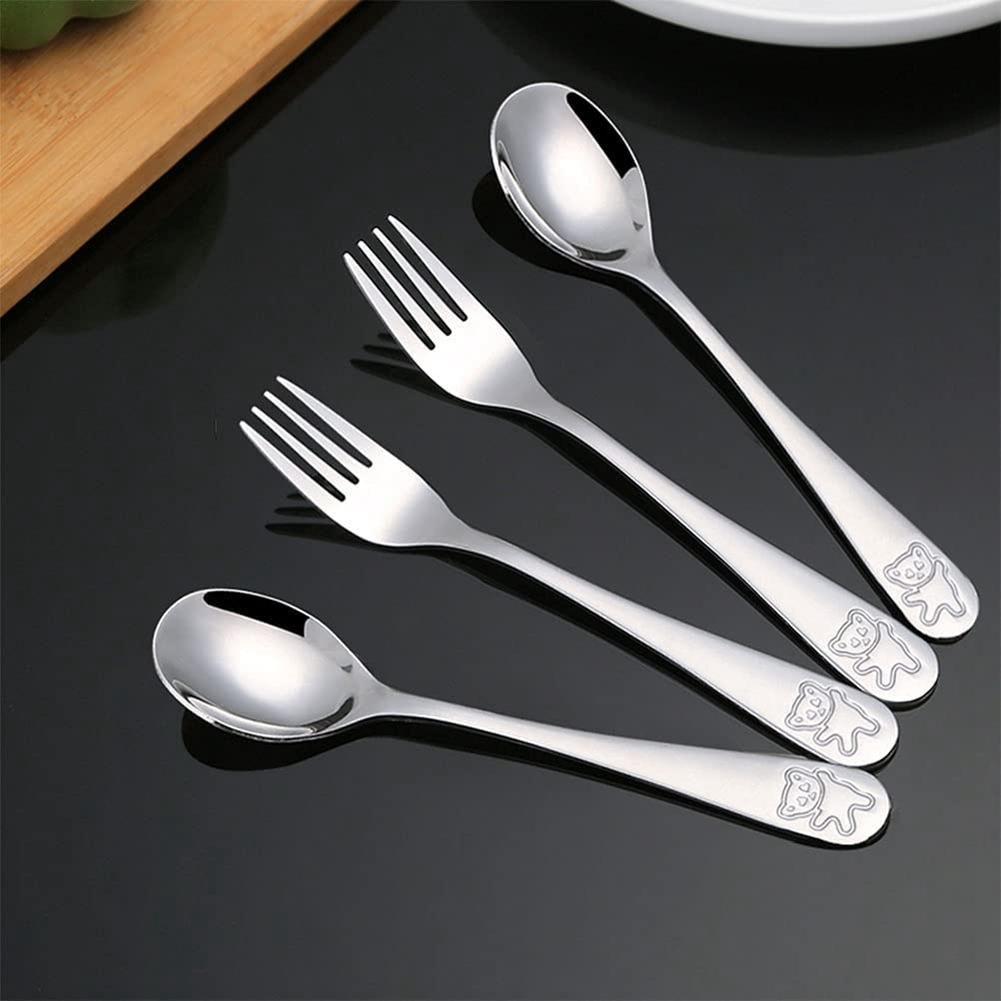 12 Pieces Kids Silverware Stainless Steel Children's Safe Flatware Child Spoon and Fork Set Toddler Utensils