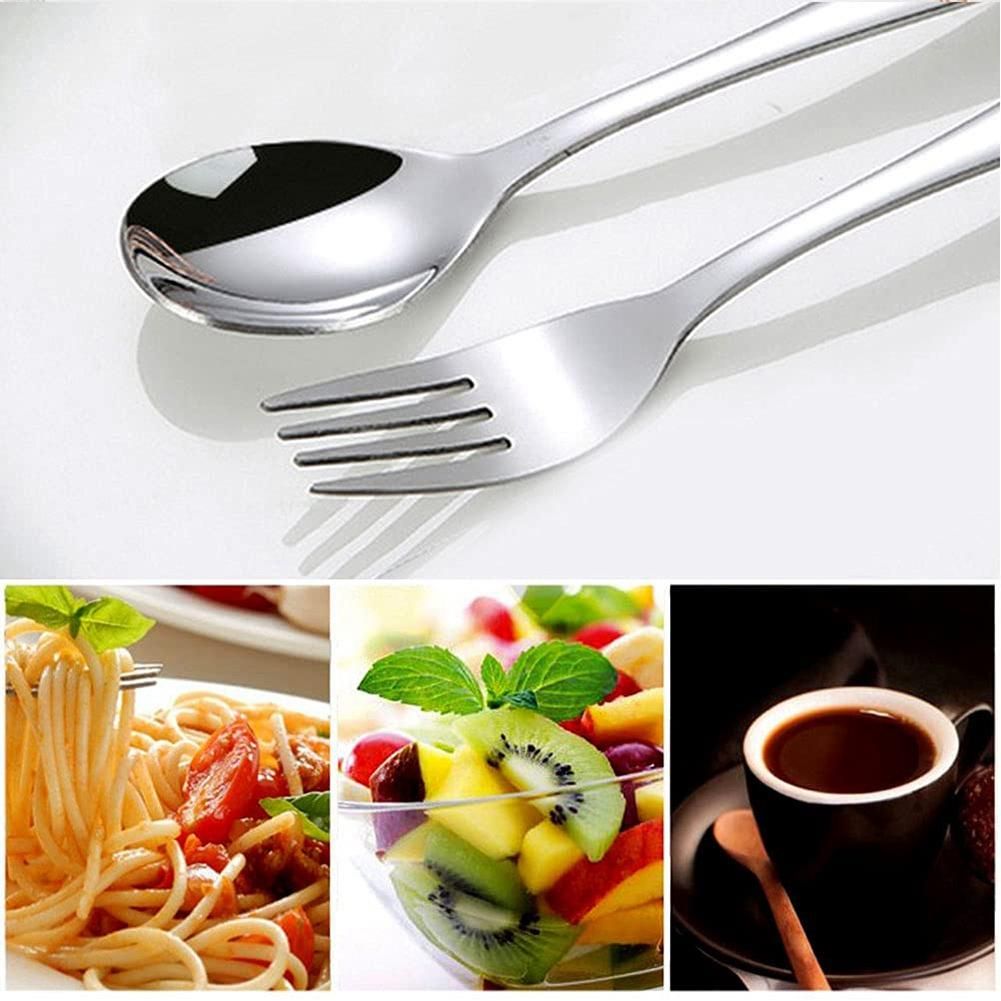 12 Pieces Kids Silverware Stainless Steel Children's Safe Flatware Child Spoon and Fork Set Toddler Utensils