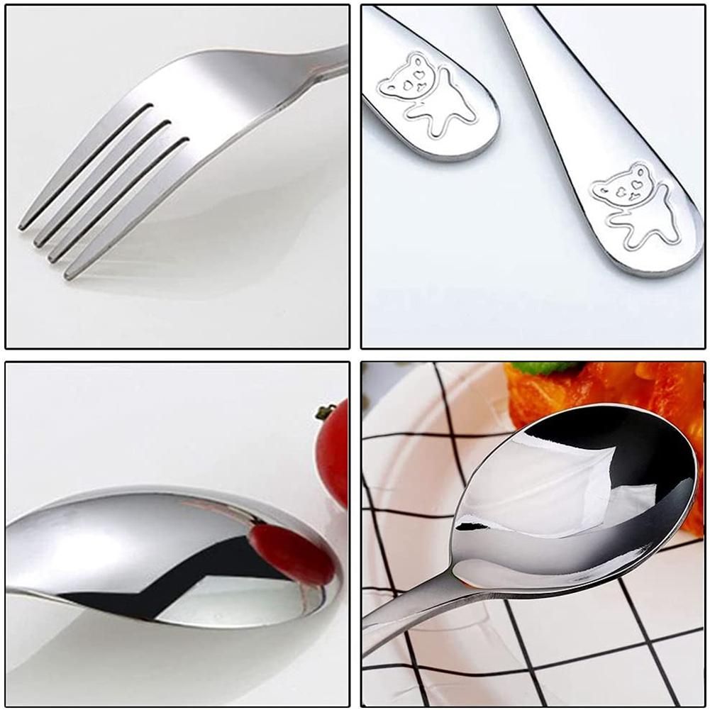 12 Pieces Kids Silverware Stainless Steel Children's Safe Flatware Child Spoon and Fork Set Toddler Utensils