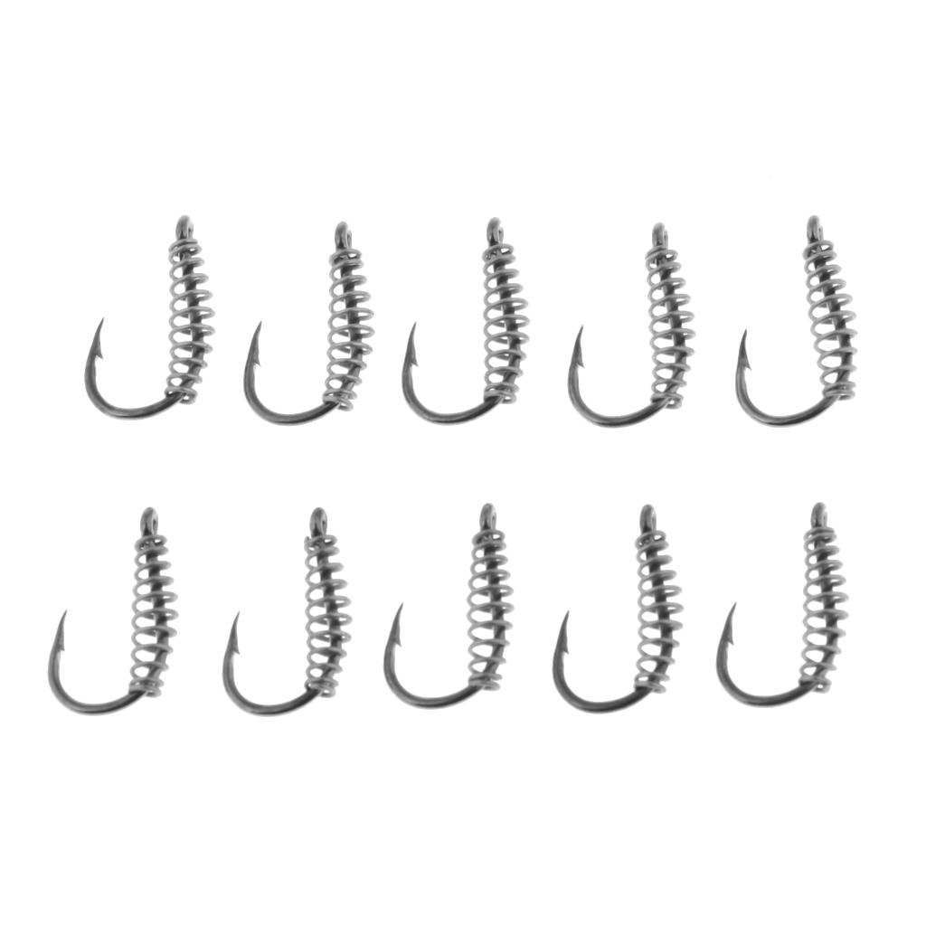 10pcs Heavy Duty Fishing Hooks Spring Barbed Design