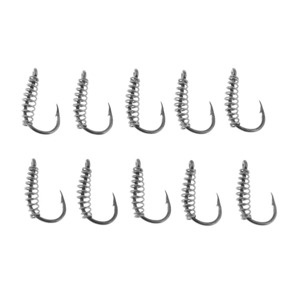 10pcs Heavy Duty Fishing Hooks Spring Barbed Design