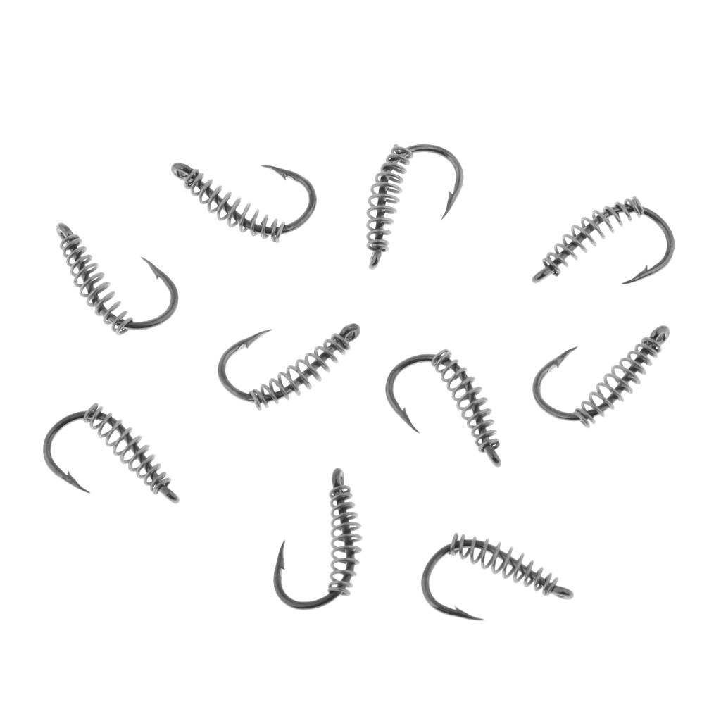 10pcs Heavy Duty Fishing Hooks Spring Barbed Design