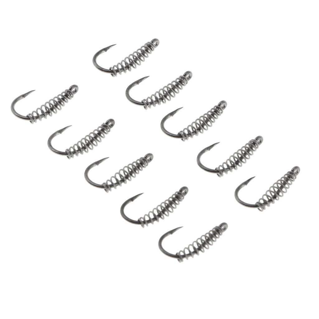 10pcs Heavy Duty Fishing Hooks Spring Barbed Design