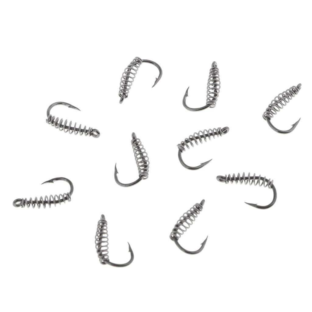 10pcs Heavy Duty Fishing Hooks Spring Barbed Design