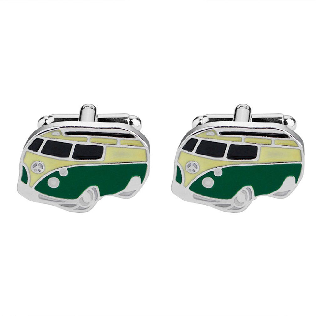 B1128 Fashion Creative Green Bus Cufflinks