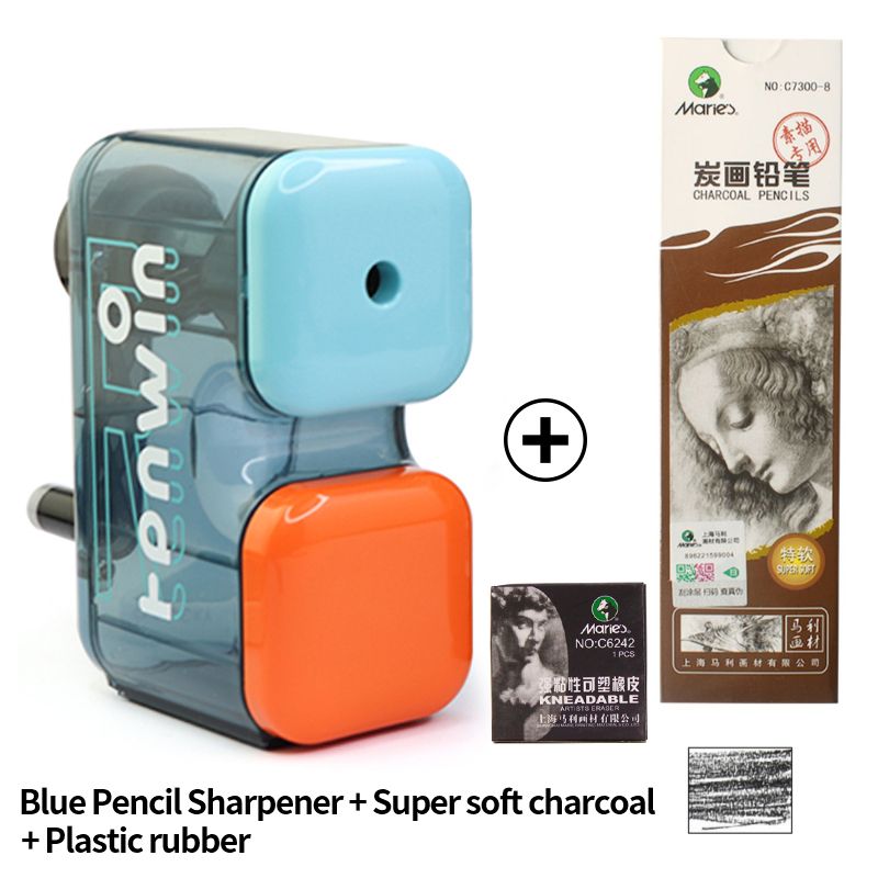 Sketch Hand Crank Pencil Sharpener Mechanical Pencil Sharpeners Student Sketching Drawing Art Stationery MS5001 Blue-12pcs Super