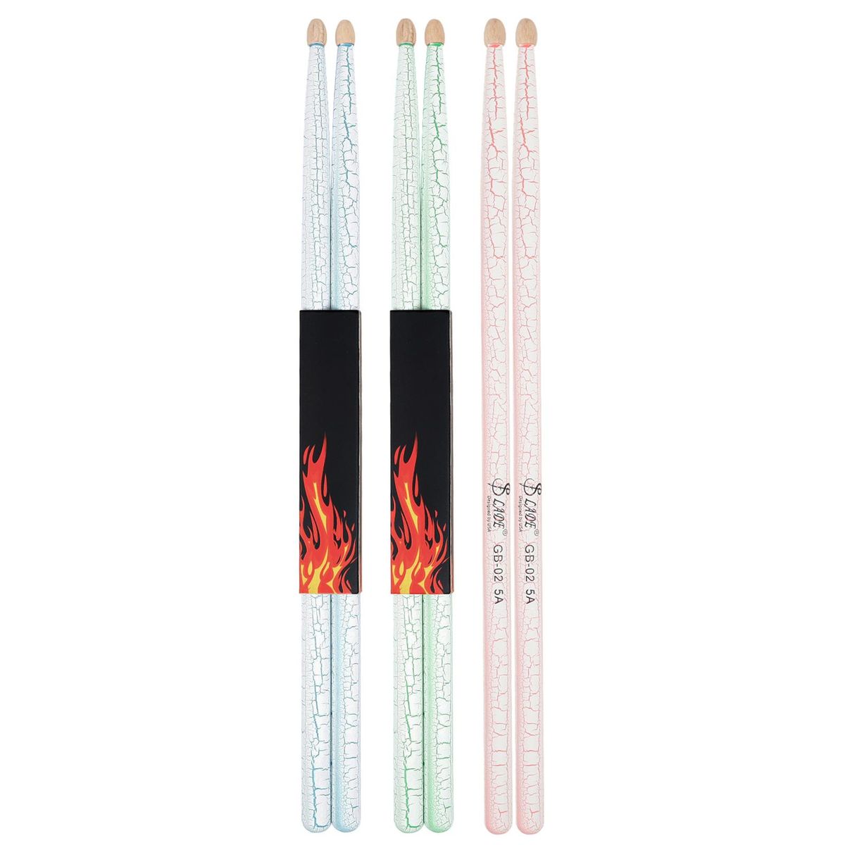 SLADE 3 Pairs 5A Drum Stick Walnut Wood Drumsticks Cracked Ice Pattern Musical Instrument Drum Set Accessories