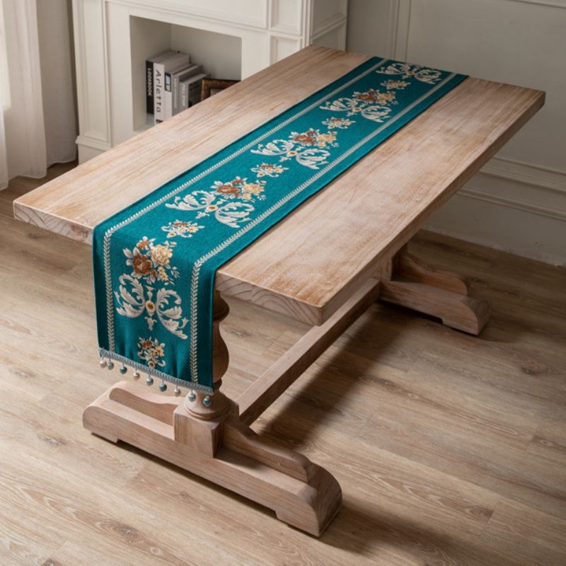 Vintage Flower Chenille Beads Table Runner, Size: 32x140cm