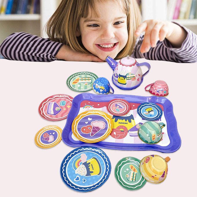 Tea Party Set Pretend Kitchen Accessories Tableware 14Pcs Cakes Set