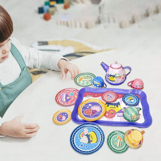 Tea Party Set Pretend Kitchen Accessories Tableware 14Pcs Cakes Set