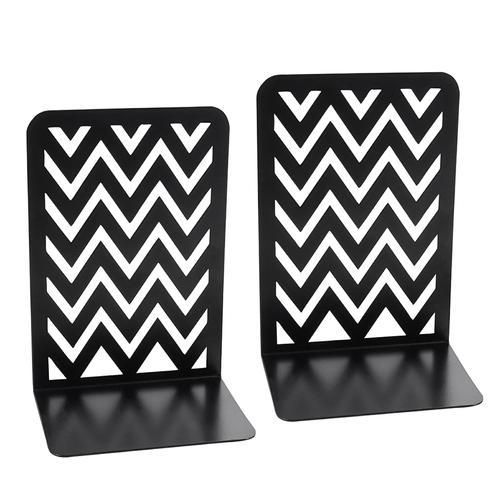 2pcs Black Stainless Steel Bookend Book Magazine Practical Stationery For Students Home Office Organizer Gift Support Stand