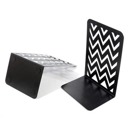 2pcs Black Stainless Steel Bookend Book Magazine Practical Stationery For Students Home Office Organizer Gift Support Stand