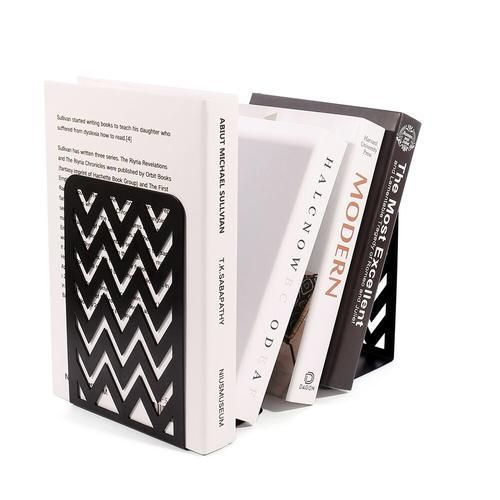 2pcs Black Stainless Steel Bookend Book Magazine Practical Stationery For Students Home Office Organizer Gift Support Stand