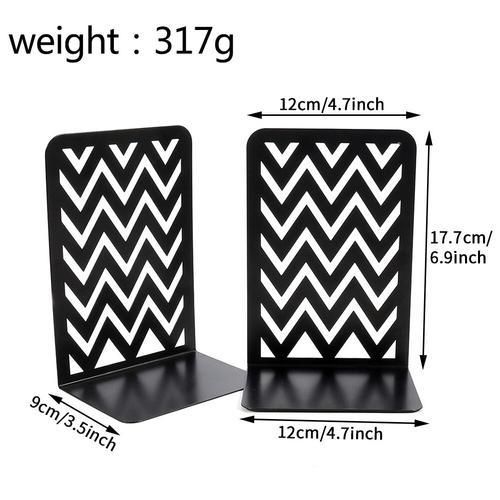 2pcs Black Stainless Steel Bookend Book Magazine Practical Stationery For Students Home Office Organizer Gift Support Stand