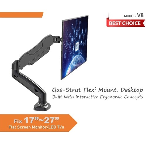 Double Extension Adjustable Single Arm Gas Strut Computer And Tv Desktop Mount