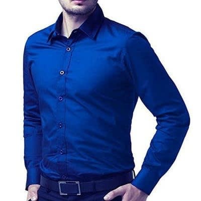 Men's Long Sleeve Office Plain Shirt -2 in1