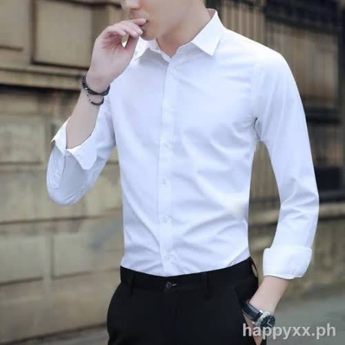 Men's Long Sleeve Office Plain Shirt -2 in1