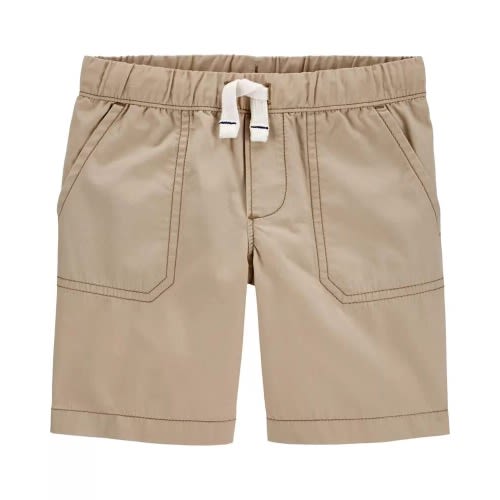 Pull-on Poplin Shorts- Khaki Brown - 2t