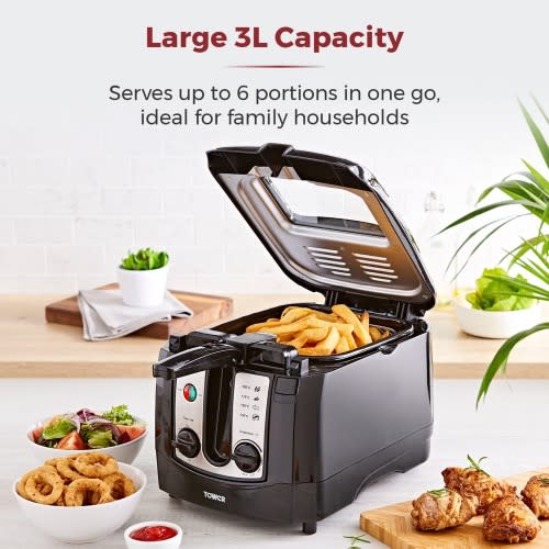 Deep Fat Fryer With Adjustable Thermostat - 3l - 2300W - T17002 - Black