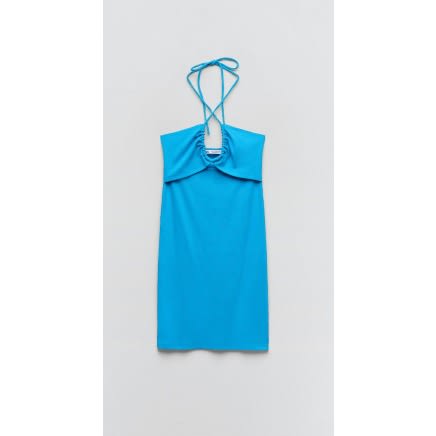 Cut-out Rib Dress - Blue