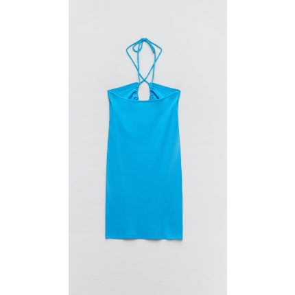 Cut-out Rib Dress - Blue