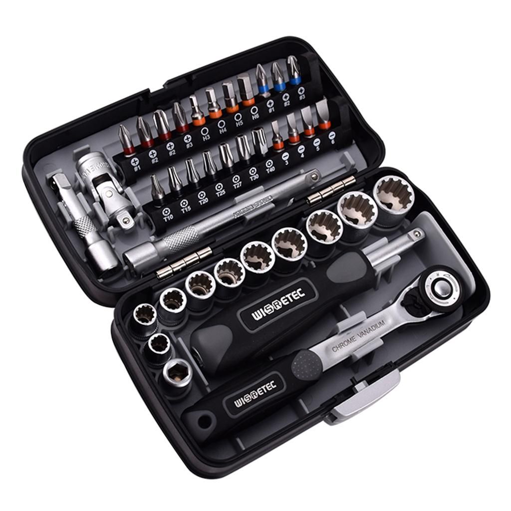 38pcs 1/4-Inch Socket Wrench Set Drive Ratchet Wrench Gray