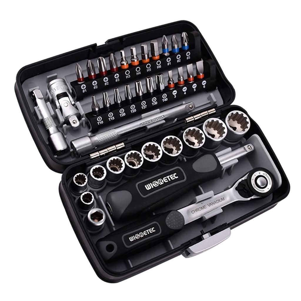 38pcs 1/4-Inch Socket Wrench Set Drive Ratchet Wrench Gray