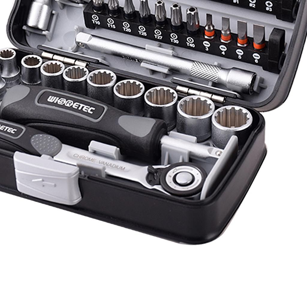 38pcs 1/4-Inch Socket Wrench Set Drive Ratchet Wrench Gray