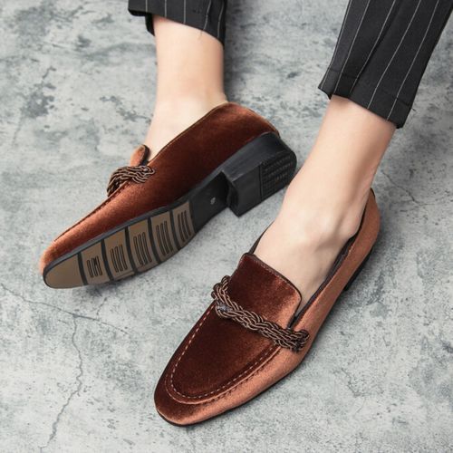 Tassel Mens Formal Shoes Leisure Loafers High-end Suede Leather Party Dress Footwear Brown