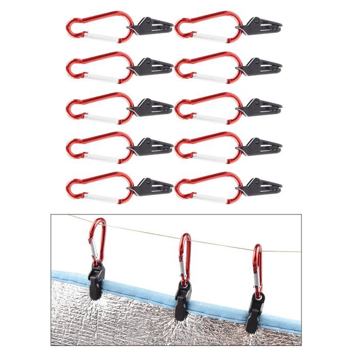 10Pcs Tarp Clips Tent Tarpaulin Clamps Holding Up Camping Tarp