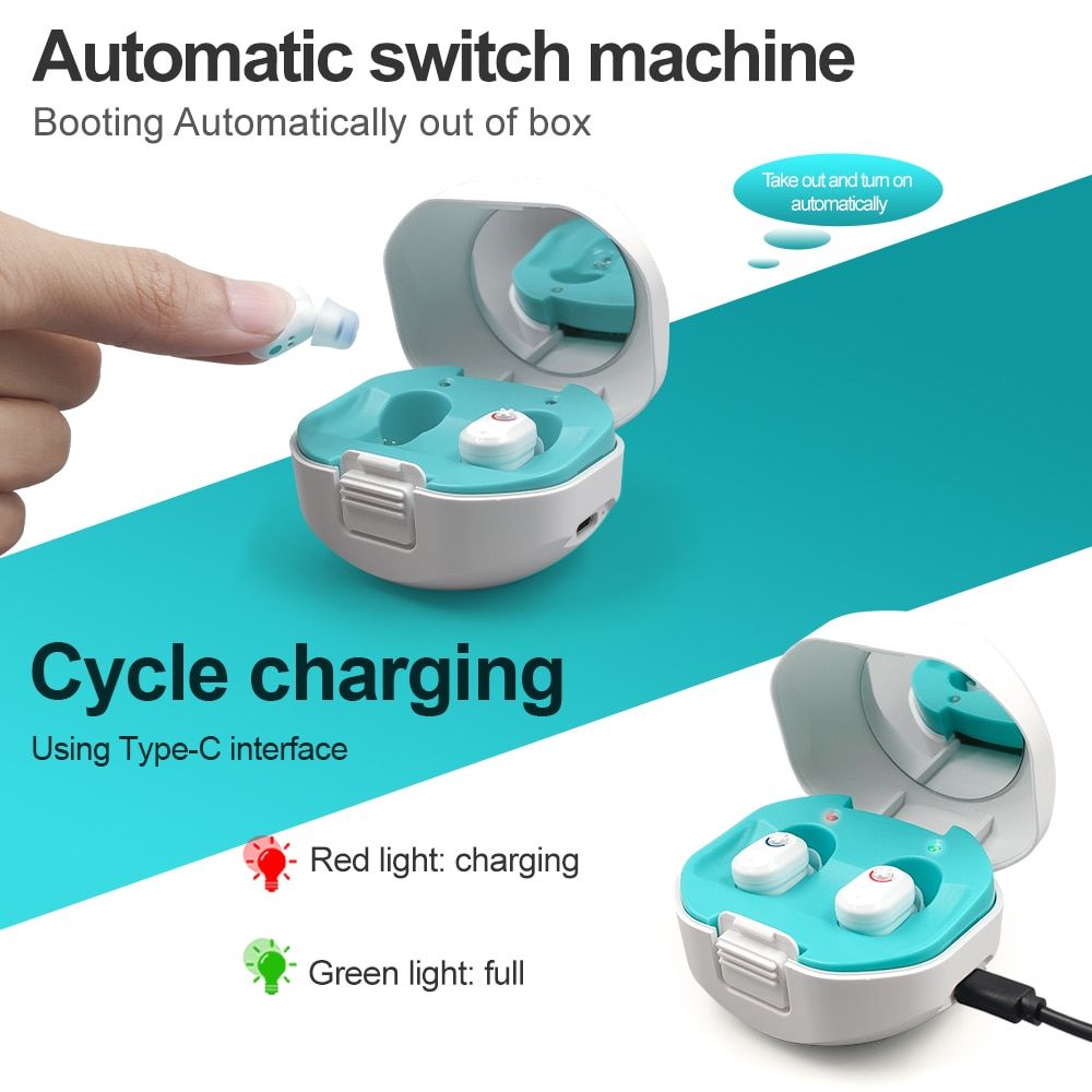 Digital Hearing Aids Rechargeable Hearing Aid With Charging Case Hearing Device Hearing Amplifier