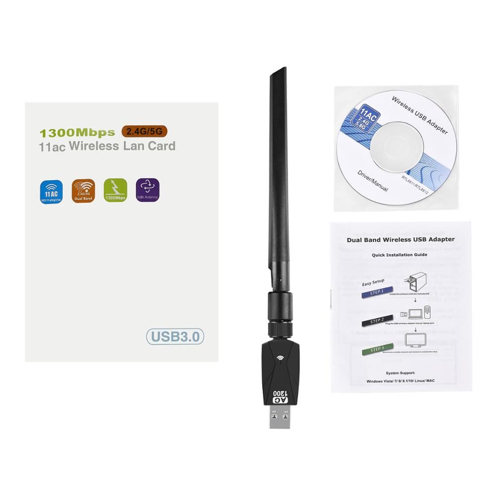 Newest 1300Mbps Wireless USB Wifi Adapter 600Mbps Fee
