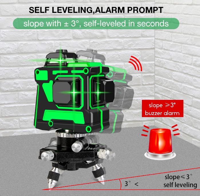 Rechargeable 12 Line 3reen  Level Self Level 360 Rotary  Measure-Green