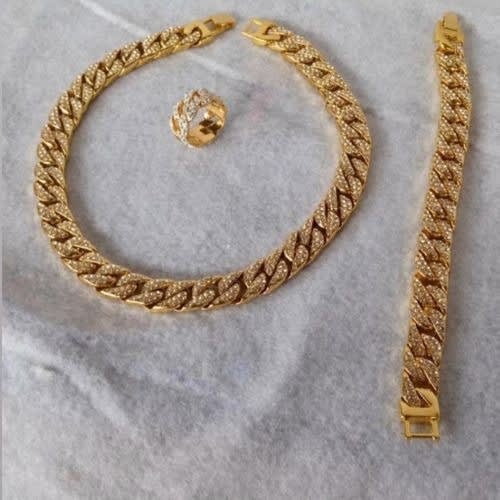 Men's Cuban Necklace/Bracelet & Ring - Gold