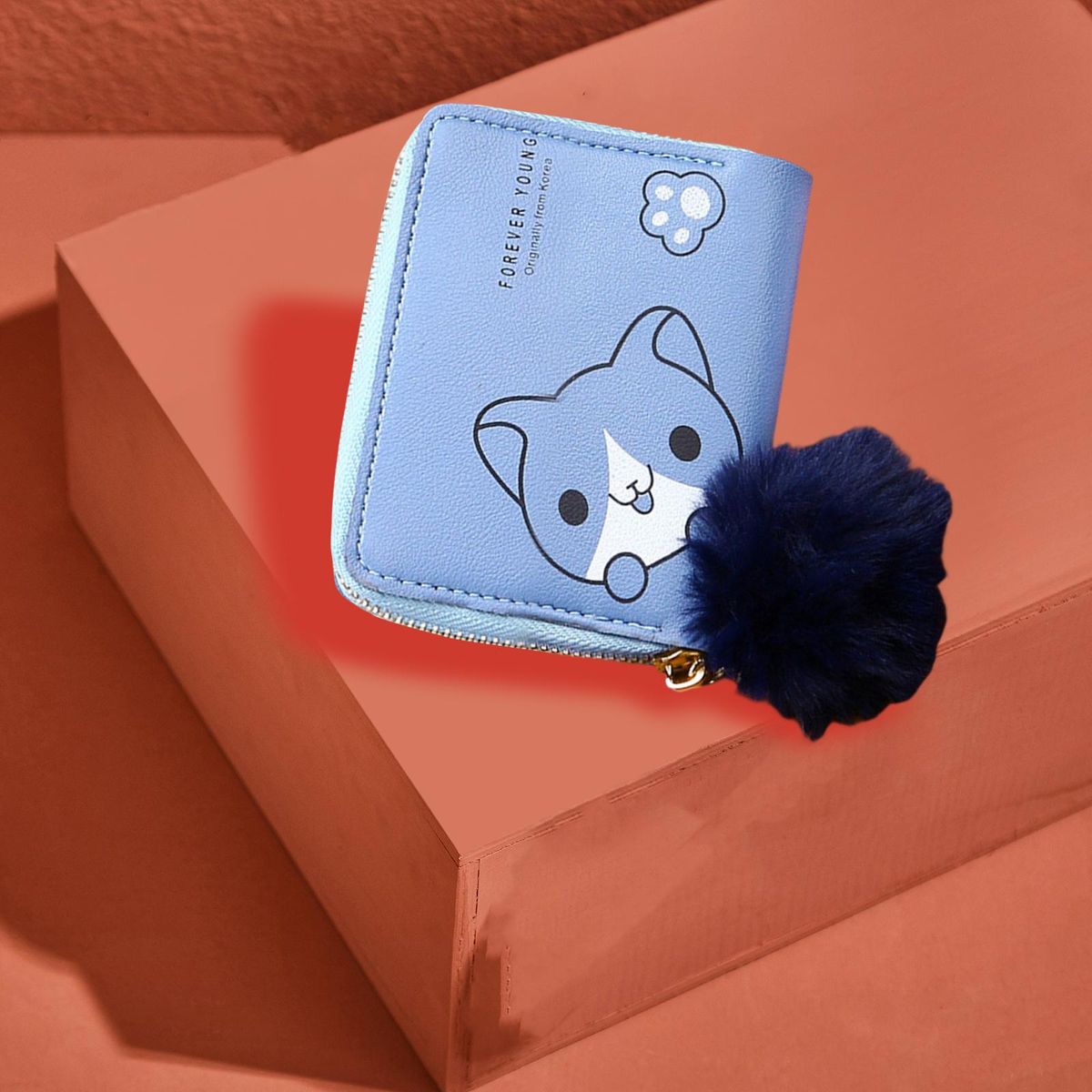 Cute Cartoon Wallets Women PU Leather Small Purse For Ladies Blue