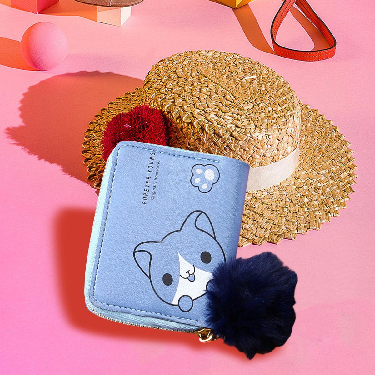 Cute Cartoon Wallets Women PU Leather Small Purse For Ladies Blue