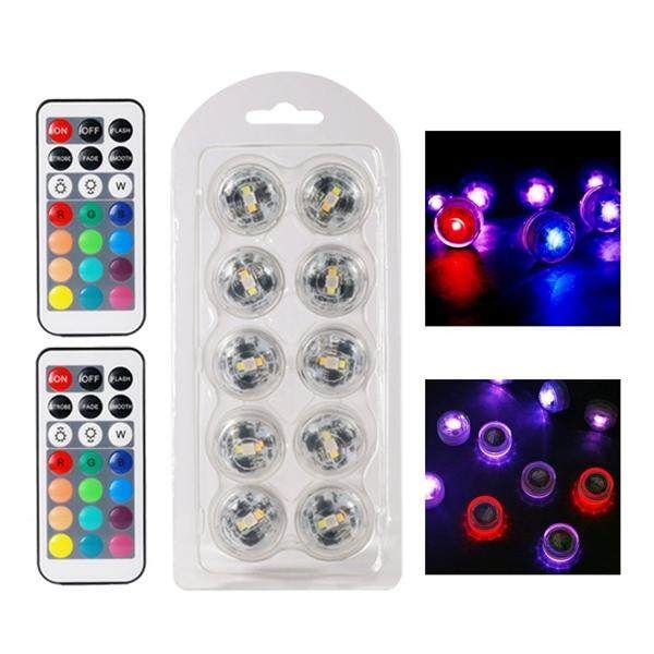 10Pcs RGB+White+Warm White Round Light With 2 Remote Control
