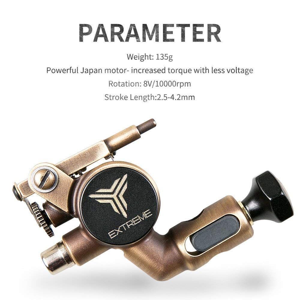 Extreme X2 Rotary Tattoo Machine Brass Frame CNC Machine RCA Connected