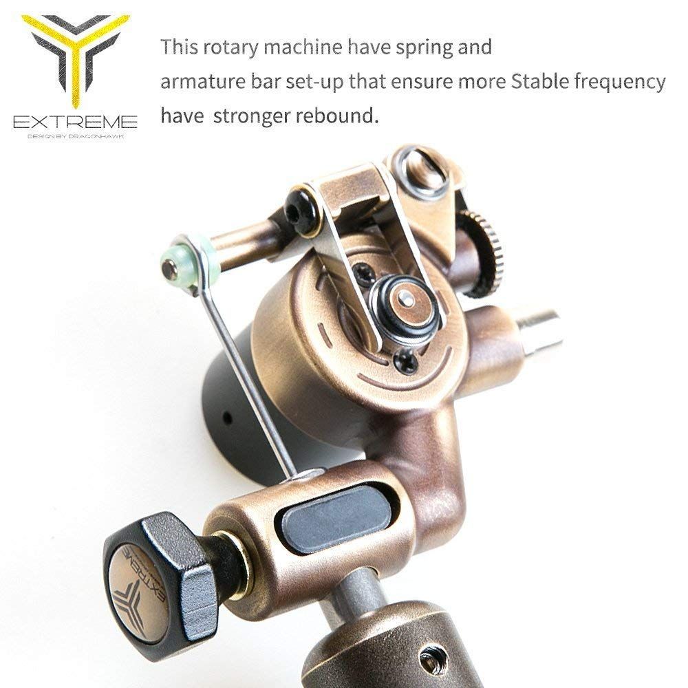 Extreme X2 Rotary Tattoo Machine Brass Frame CNC Machine RCA Connected